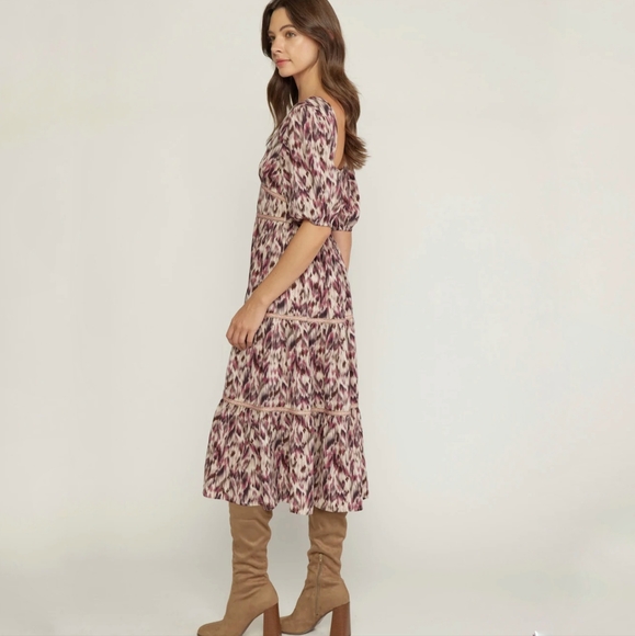 ENTRÓ • ANTHROPOLOGIE Abstract Print Midi Dress ~ NWT - Picture 2 of 13